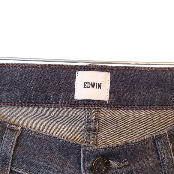 Edwin Anthropologie Women's Charcoal Grey Straight Leg Raw Hem Jeans Size 29 - Picture 3 of 6